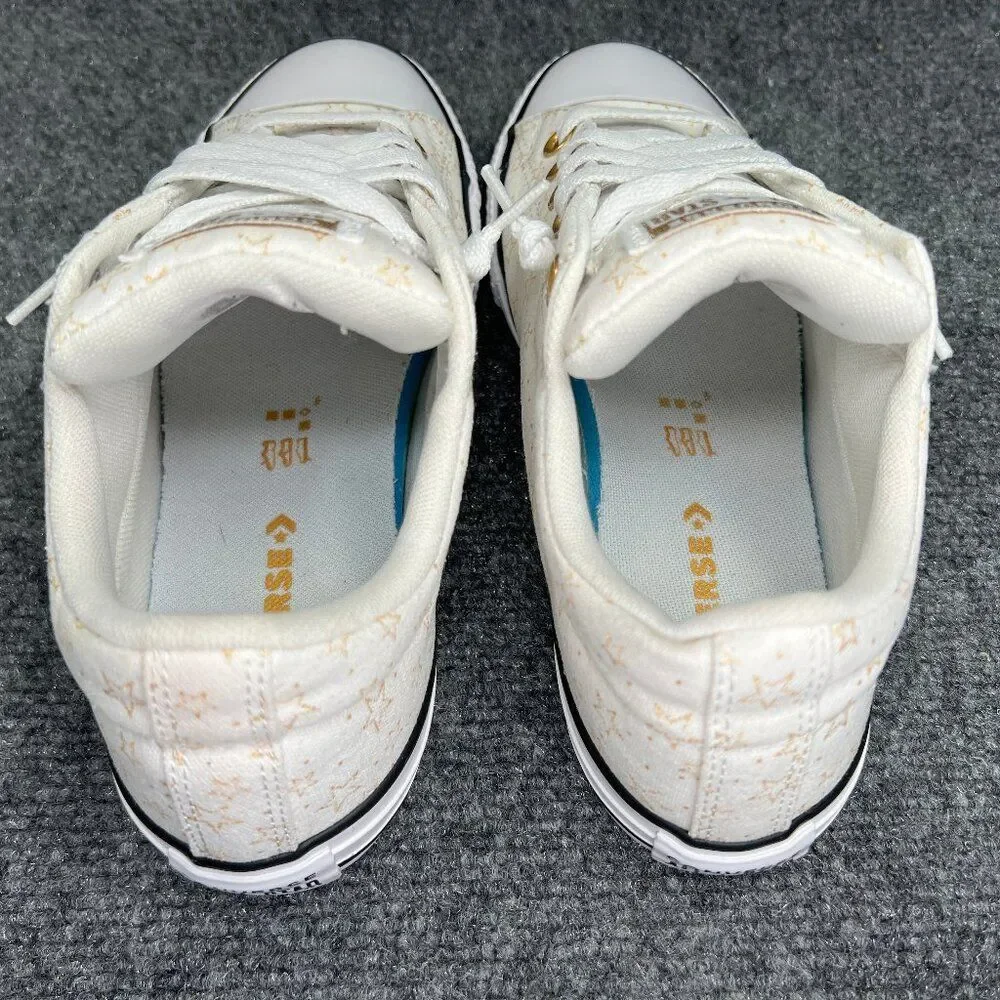 Converse All Star Street Slip Sneakers Girl's‎ 6 White Gold Star Athletic Shoes